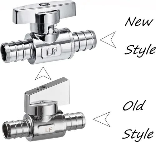 Vista 2 de Paquete de 2 válvulas de bola de cierre de ángulo de 90° de latón LF Pex de 1/2 pulgada Pex de 1/2 pulgada PEX cromadas para instalación de grifo