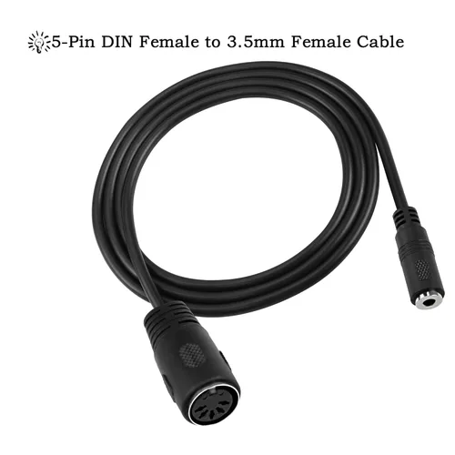 Vista 2 de MEIRIYFA Cable de audio DIN MIDI de 5 pines a TRS de 0.138 in, adaptador de cable de audio profesional TRS hembra a DIN hembra de 5 pines