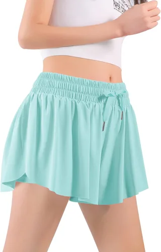 Vista 6 de Auranso Pantalones cortos fluidos con bolsillo 2 en 1 para niñas