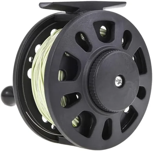 SEIWEI Fly Fishing Reel, Fly Reel GLA 5/6WT Large Capacity Plastic Fishing Reel with 30m Nylon Line, for Basic Fishing Lines Black