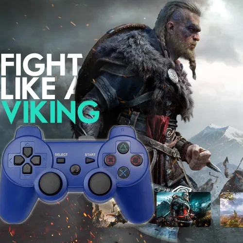 Vista 5 de Rzzhgzq 2 Pack PS3 Wireless Controller Playstation 3 Controller Wireless Bluetooth Gamepad with USB Charger Cable for PS3 Console (BLUE+SILVER)