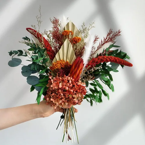 Vista 8 de Ramo de flores secas, paquete de hierba de pampa mixta, decoración de flores rústicas, arreglos florales de eucalipto de hierba de pompas