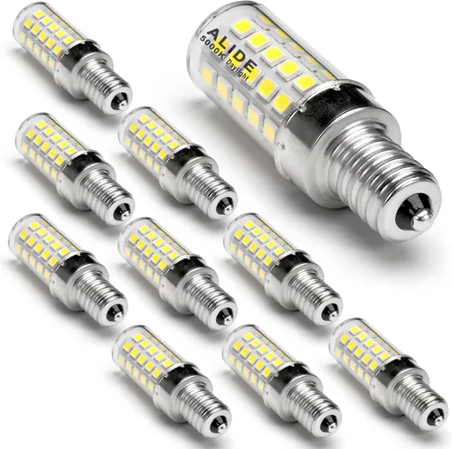 Vista 15 de ALIDE Bombillas LED E12 equivalentes a 40 vatios, 2700 K blanco cálido, bombilla LED E12 T6 C7 de 4 W para ventilador de techo, lámpara colgante