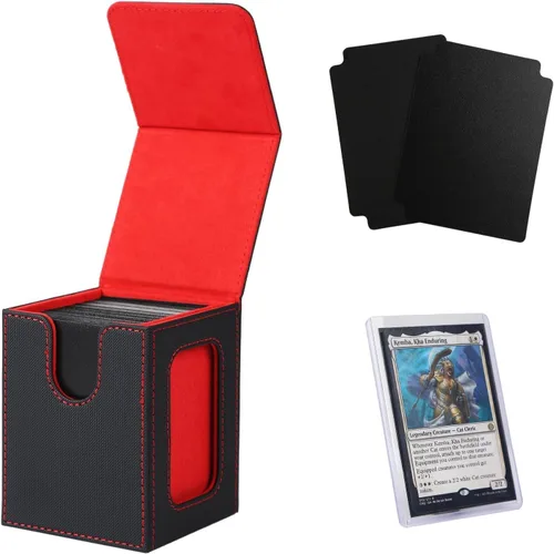 Vista 7 de Venssu MTG - Caja de cubierta para pantalla Commander, caja de cartas para 100 tarjetas de doble funda, TCG con 2 divisores y 1 cargador superior