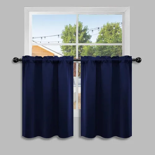 Vista 35 de Pickluc Cortina opaca de cocina de 20 pulgadas de largo, con bolsillo para barra, cortinas para ventanas pequeñas en sala de estar, sótano