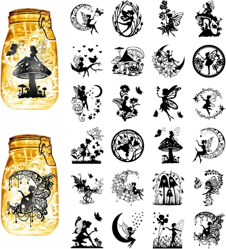 Vista 9 de CREATCABIN 16 siluetas de diente de león, decoración de tarro de albañil, farol de mariposa, recortes láser, álbumes de recortes, libélula abeja