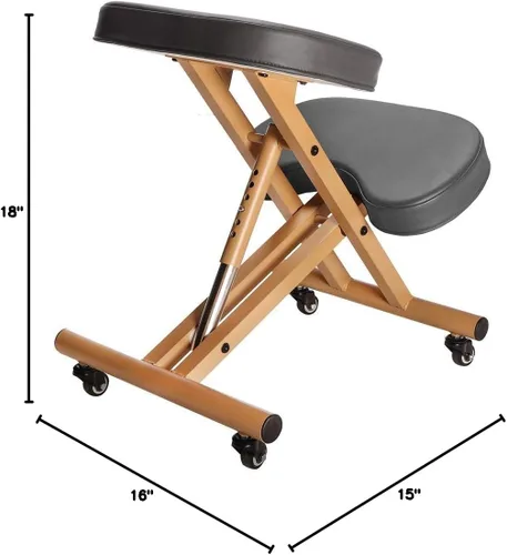 Vista 2 de Silla ergonómica con ruedas de postura arrodillada - camellonegro