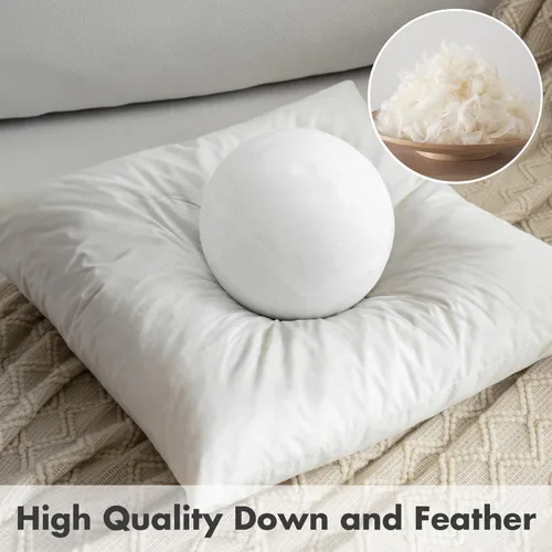 Vista 2 de MIULEE Juego de 2 cojines decorativos de 26 x 26 pulgadas, almohadas de tela de algodón de plumón y plumas, relleno cuadrado para sofá, sala de estar
