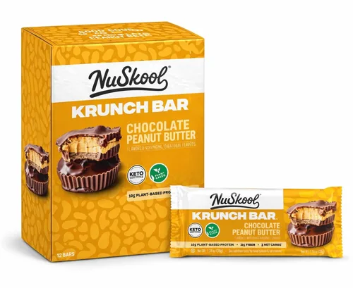 Vista 8 de NuSkool Barras Krunch aptas para dieta cetogénica, 0.27 onzas de fibra, 0.35 onzas de proteína a base de plantas, 0.11 onzas de carbohidratos netos
