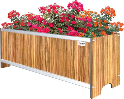 Vista 7 de Foreman Cama de jardín elevada (36 x 12 x 14 pulgadas) resistente a la intemperie, maceta para exteriores con drenaje para camas de verduras