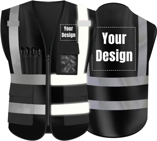 Vista 18 de Chaleco de seguridad de alta visibilidad Personaliza tu logotipo chaleco de seguridad protector, Amarillo