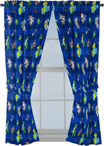 Disney Toy Story Buzz & Woody - Cortinas de 63 pulgadas, hermosa decoración de habitación y fácil de instalar, ropa de cama con Forky, Ducky y