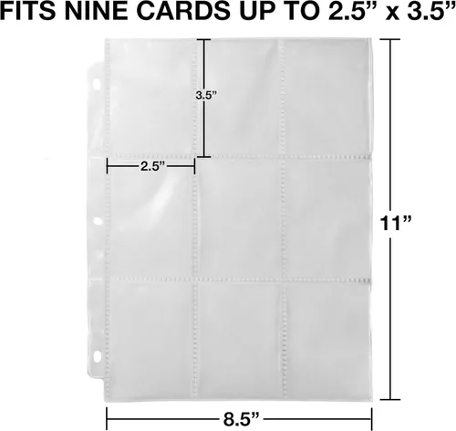 Vista 3 de Samsill Paquete de 40 protectores de páginas de 9 bolsillos, fundas para tarjetas de intercambio, páginas de béisbol para carpeta de 3 anillos