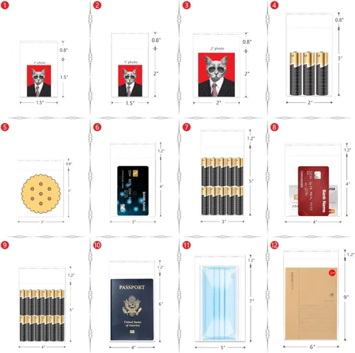 Vista 5 de Bolsas de celofán autoadhesivas transparentes de 3 x 4 pulgadas, bolsas de celofán autoadhesivas 300 piezas pequeñas de polietileno OPP de 2 mil