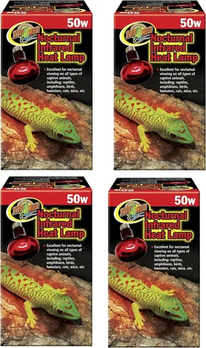 Zoo Med Lámparas de calor incandescentes infrarrojos nocturnas de 50 vatios (paquete de 4)