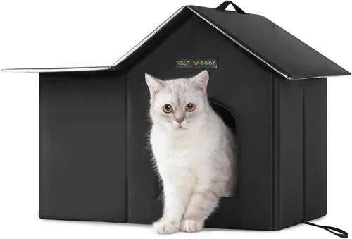 Vista 11 de Rest-Eazzzy Casa para Gatos de Exterior, Casa para Gatos Ferales Aislada con Alfombrilla y Clip, Resistente a la Intemperie y Aislada, Camas