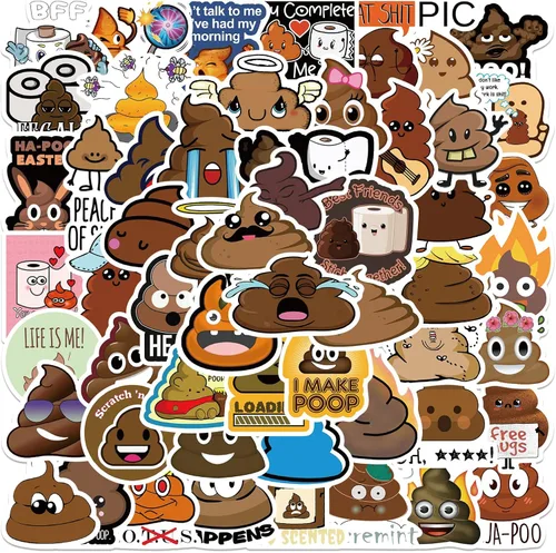 Calcomanías divertidas para caca para niños, 60 unidades, vinilo impermeable para laptop, guitarra, monopatín, equipaje, teléfono, botella de agua,