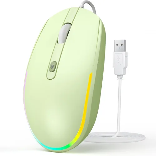 Vista 13 de seenda Ratón con cable - Ratón USB para computadora con cable con retroiluminación RGB LED óptico con cable USB adjunto para portátiles, portátiles