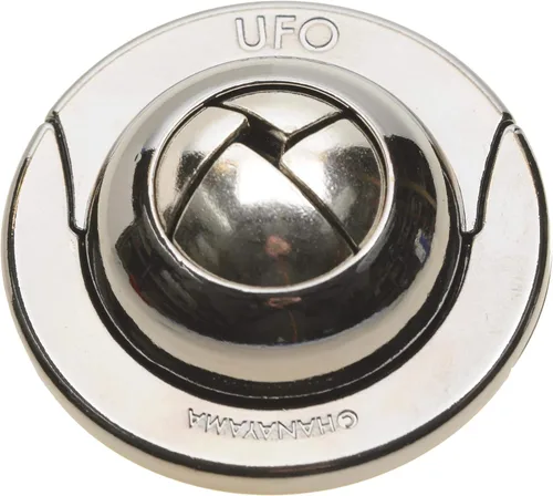 Vista 4 de UFO Hanayama Brain Teaser rompecabezas, nueva versión 2019, clasificación de dificultad de nivel 4, bolsa de terciopelo rojo con cordón, paquete