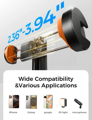 Vista 6 de MAGIC JOHN Trípode automático de 59 pulgadas para teléfono, palo selfie extensible para iPhone, trípode para selfie stick con control remoto