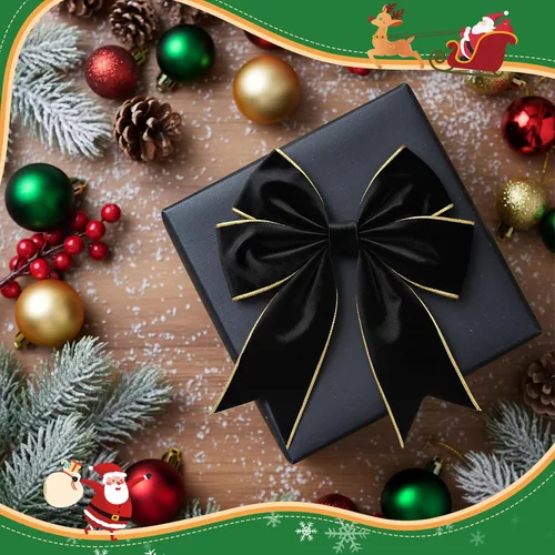 Vista 5 de Yungyan 3 rollos de cinta de terciopelo de Navidad de 30 yardas con borde dorado de 2.5 pulgadas de ancho, con alambre, cinta decorativa de tela