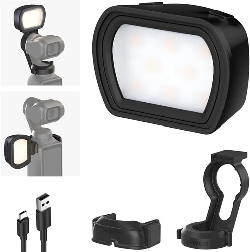 Vista 15 de NEEWER Basics Luz Auxiliar Magnética Compatible con DJI OSMO Pocket 3 Gimbal Cam Creator Combo, 1.3W USB C Recargable de Plástico Mini LED Accesorio