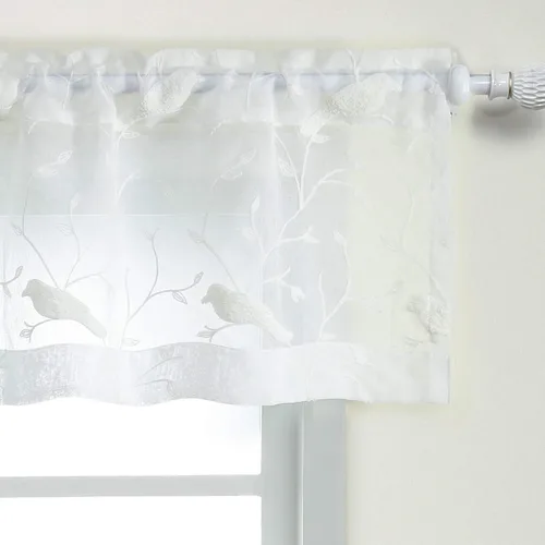 Vista 14 de VOGOL - Volante de bolsillo con diseño liso para barra, cortinas transparentes para ventanas de la cocina, volantes con paneles bordados para Borlas