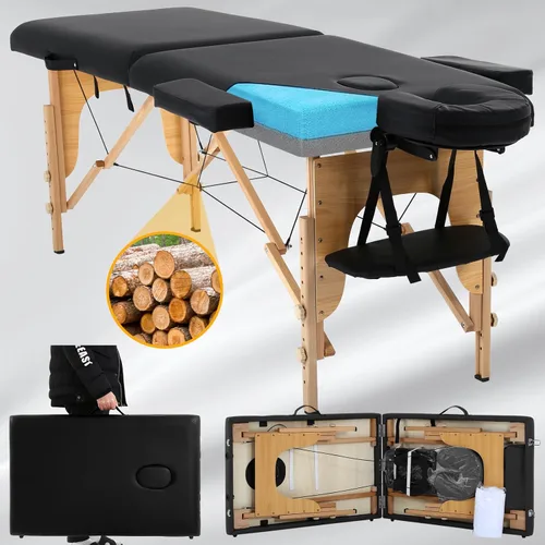 Vista 7 de Mesa de masaje, mesa de masaje portátil con funda de transporte, cama de spa más suave, mesa de masaje de madera resistente, cama de pestañas, cama