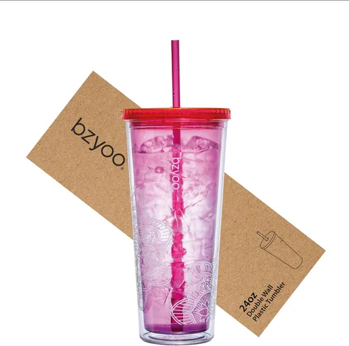 Vista 15 de bzyoo Vaso SIP de 24 oz con Tapa de Popote en Forma de Corazón con Alas – Vaso Iridiscente de Diseño Lindo DotDot, Taza Libre de BPA con Tapa