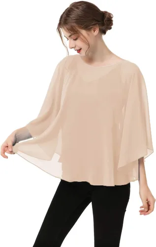 Vista 3 de Capas para mujer, chal de gasa casual, capa de gasa transparente, chal y envoltura, poncho capelets
