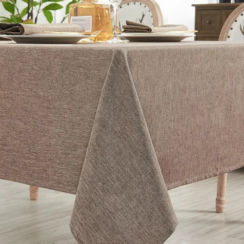 Vista 6 de Mantel rectangular, impermeable y resistente a las manchas, estilo lino, estilo granja, lavable de imitación decorativo, mantel de tela para cocina