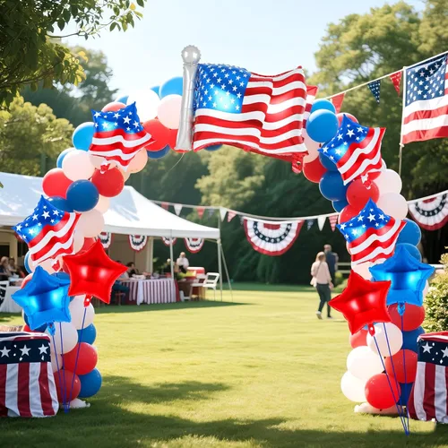 Vista 6 de 29 globos del 4 de julio, globos de decoración del Día de la Independencia, globos de papel de aluminio de la bandera estadounidense, globo