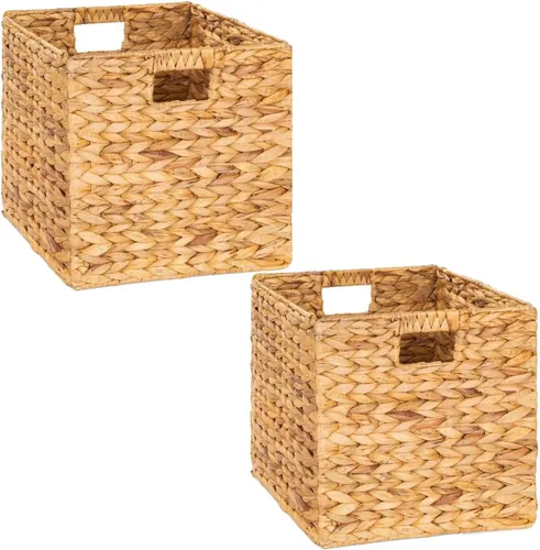 Vista 10 de M4DECOR Cubo de almacenamiento de 10.5 x 10.5 pulgadas, cestas de almacenamiento de mimbre para estantes, cestas de almacenamiento de jacinto