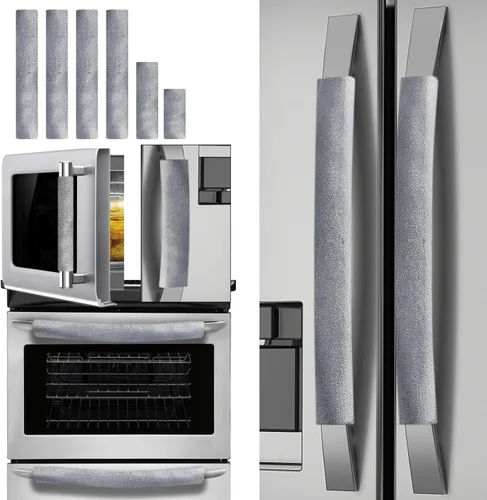 Vista 8 de Juego de 6 fundas lavables de terciopelo para manijas de puerta de refrigerador, manija de electrodoméstico para refrigerador, microondas, estufa