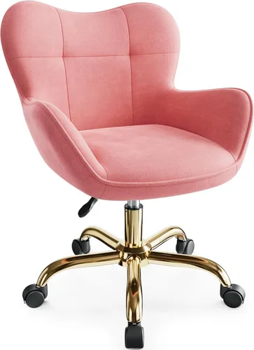 Vista 9 de Silla de tocador con ruedas, bonitas sillas de escritorio de oficina en casa, altura ajustable para sala de estar, dormitorio, pequeña silla