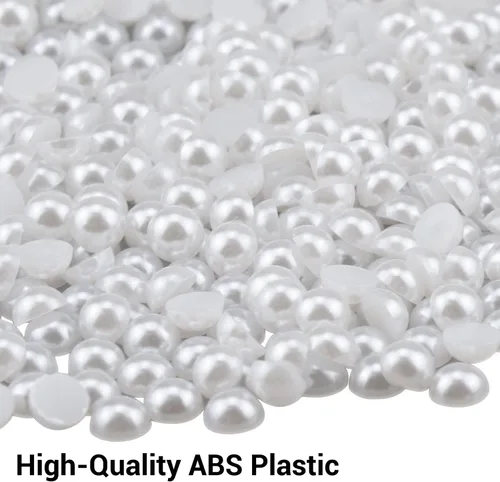 Vista 4 de 2000 piezas de perlas de 0.315 pulgadas para manualidades, perlas blancas de espalda plana, cabujón medio redondo, perlas de imitación de perlas