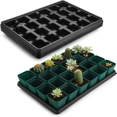 Vista 17 de RooTrimmer Bandejas para Macetas de Vivero de 24 Celdas (17"x11"x2") con Bandejas Planas de Plástico para Semillas, Bandeja Portátil Duradera