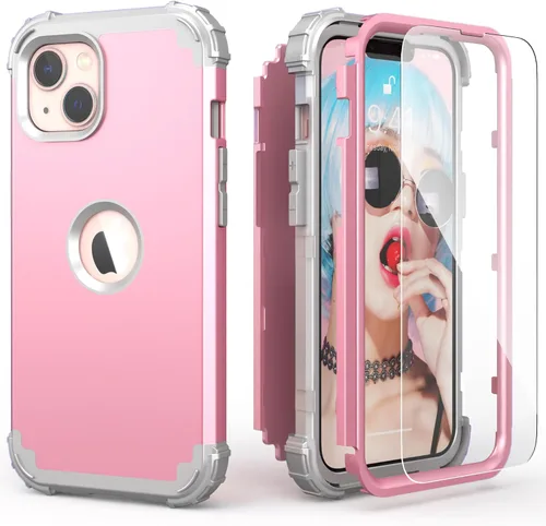 Vista 25 de IDweel Funda para iPhone 14 Plus con Protector de Pantalla para Hombres y Mujeres, Lujosa 3 en 1 a Prueba de Golpes de Ajuste Delgado Híbrida