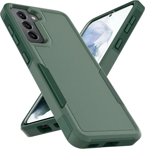 Vista 10 de Funda para Samsung Galaxy S21: funda protectora de doble capa resistente para teléfono celular, a prueba de golpes, con protector de pantalla