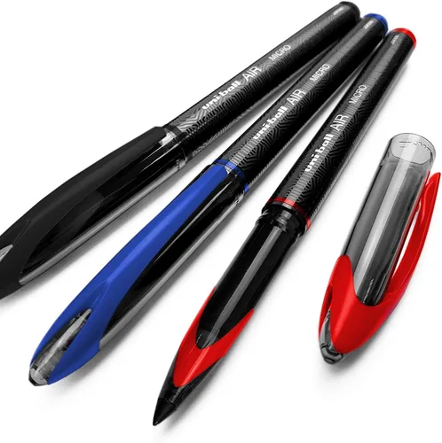 Uni-Ball AIR Micro UBA-188-M - Bola fina de 0.020 in, 3 unidades, color negro, azul y rojo