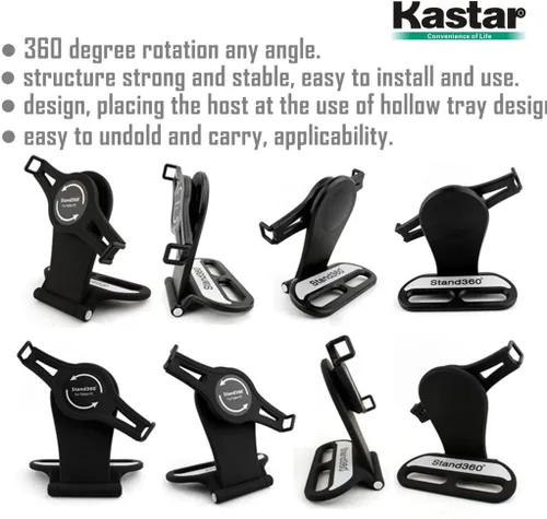 Vista 5 de Kastar Soporte giratorio de 360 grados con base plegable para todas las series iPad: iPad1, iPad2, iPad3, iPad4, iPad mini, iPad Air, tabletas