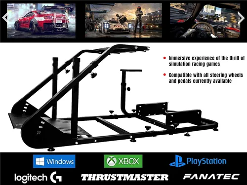 Vista 4 de Minneer Racing Simulator Cockpit for G25 G27 G29 G920,Driving Simulator Seat, Racing Steering Wheel Stand with Capacity 220LBS Without Wheel and