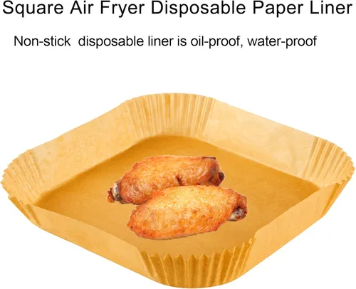 Vista 4 de Forro de papel desechable para freidora de aire de 7.9 pulgadas para vórtice instantáneo, 100 forros cuadrados de pergamino para Cosori, accesorios