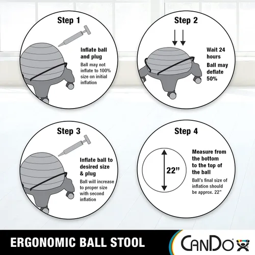 Vista 6 de CanDo Ball Stool Plastic No Back Adult