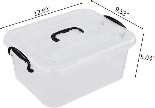 Vista 2 de Readsky Contenedores de almacenamiento de plástico con tapa de 8 cuartos de galón, transparentes y negros, 2 paquetes