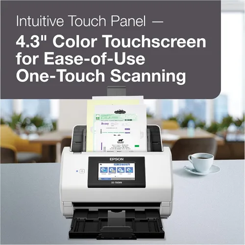 Vista 3 de Epson DS-790WN Escáner de documentos a color de red inalámbrica para PC y Mac con escaneo dúplex, función sin computadora, alimentador automático