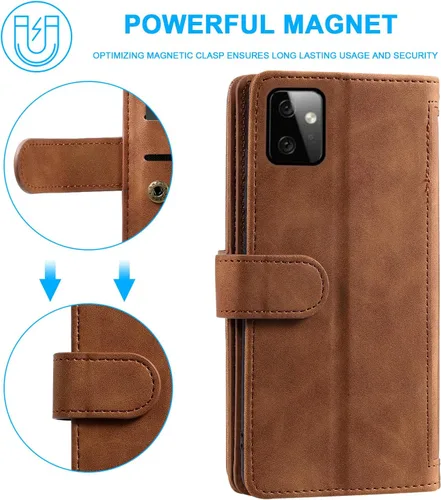 Vista 7 de Furiet Funda tipo cartera para Motorola Moto G Power 5G 2023, estilo retro, mate, 9 ranuras para tarjetas, funda de bolsillo con cremallera, cierre