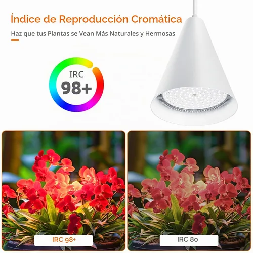 Vista 5 de Bstrip Luces de cultivo de doble cabezal de 50 W para plantas de interior de espectro completo de 3000 K, bombilla LED negra con temporizador