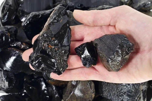 Vista 6 de Fantasia Materiales: 1 libra de piedras en bruto de obsidiana surtidas de México - Vidrio de volcán natural crudo