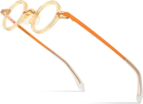 Vista 10 de HEPIDEM Gafas de acetato Marco Aleación Temple Hombres Pequeños Retro Gafas Redondas Mujeres Gafas Ópticas